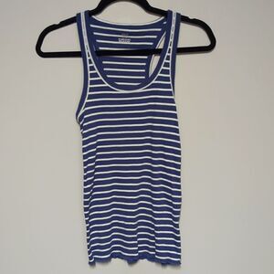 aerie Blue and White a Striped Scoop Neck Tank